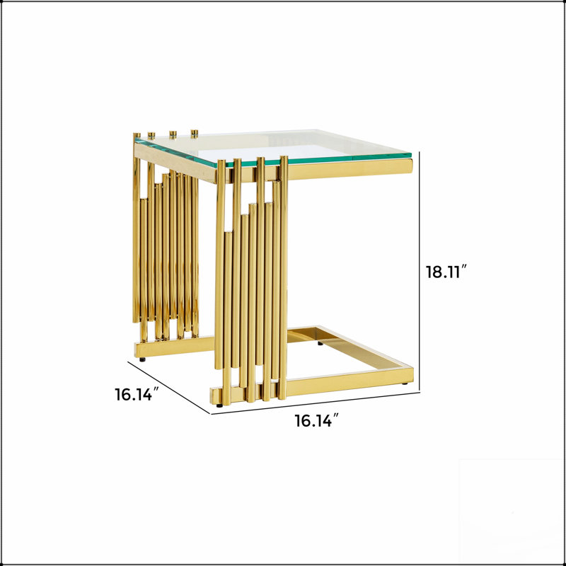 Ensemble de tables basses 2 pièces Modern Modern avec plateau en verre trempé, cadre en acier inoxydable résistant à la rouille pour des espaces de vie élégants