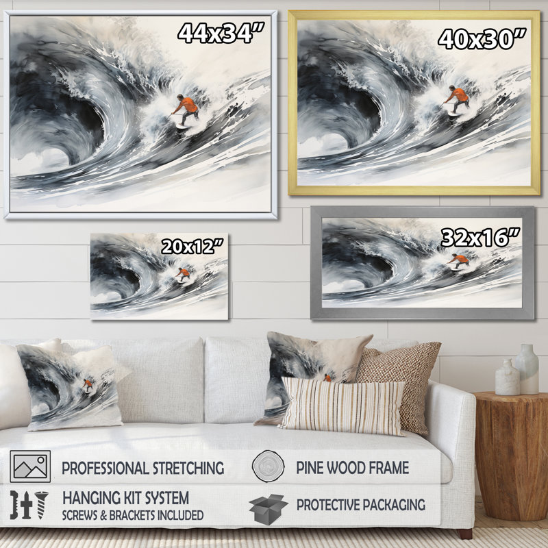 «Coastal Surfers Paradise I», reproduction sur toile, H 24 po x l 32 po x P 1 po, Cadre photo noir
