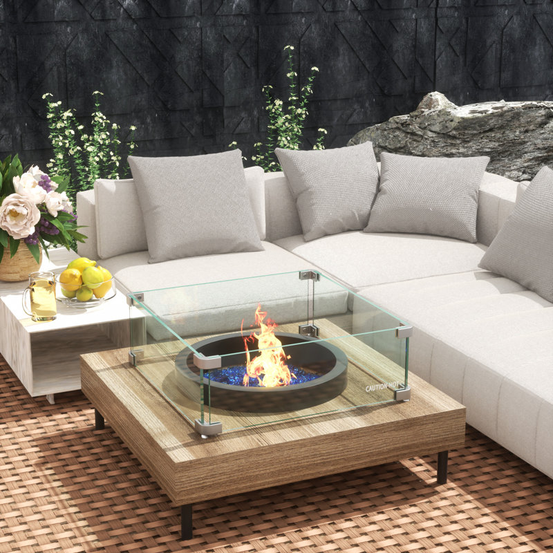 Verre pare-flammes Aledra, 6" H x 40.5" W x 40.5" D