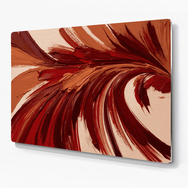 «Lyrical Abstraction 9», art mural en métal rouge, H 11 po x l 14 po