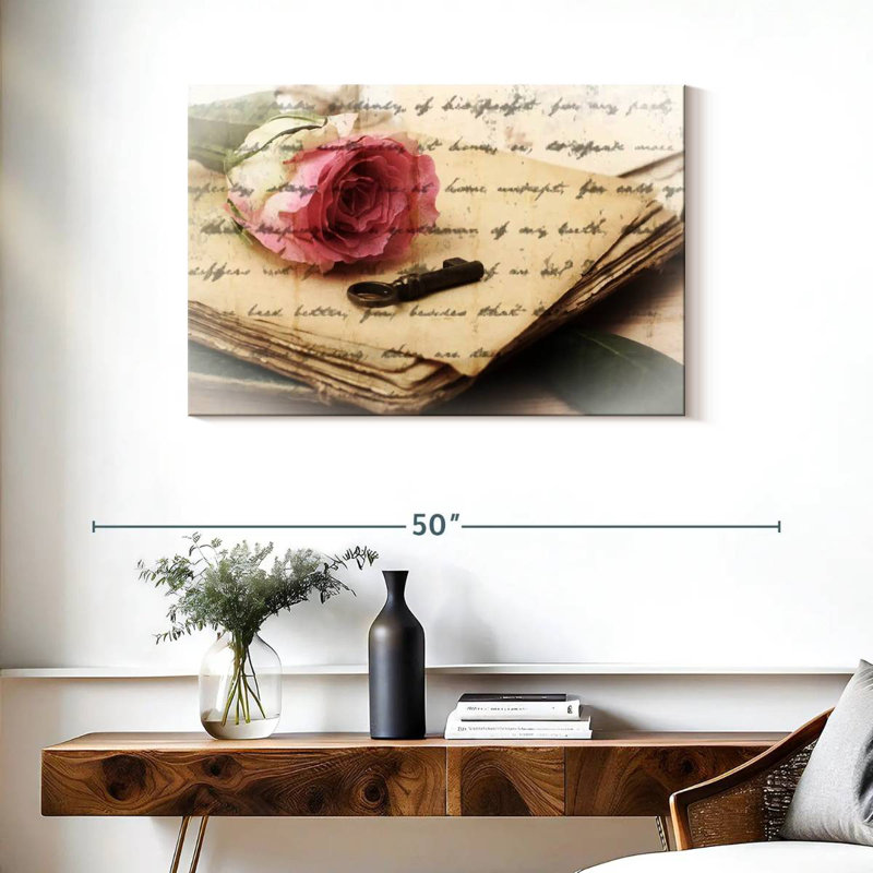 Hardie rose sur vieilles lettres, H 24 po x l 36 po