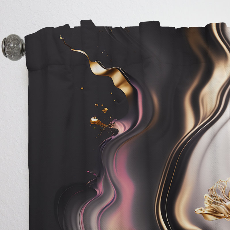 Lavant - Gold Black Subtle Symmetry - Modern Velvet Curtain - Room Darkening - 1 panel, 52" W x 95" L