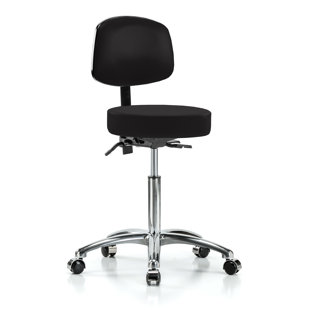 Tabouret de médecin réglable en hauteur avec dossier PERCH Chrome Walter | Hauteur du banc moyen: 21 à 28,5 po