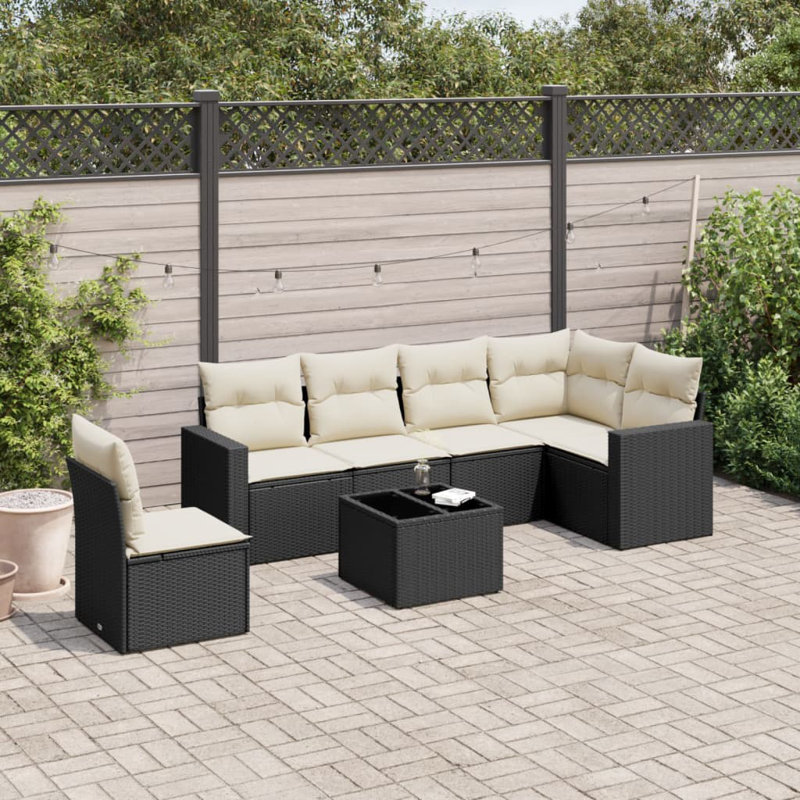Ensemble de canapé de jardin Vidaxl noir, blanc crème