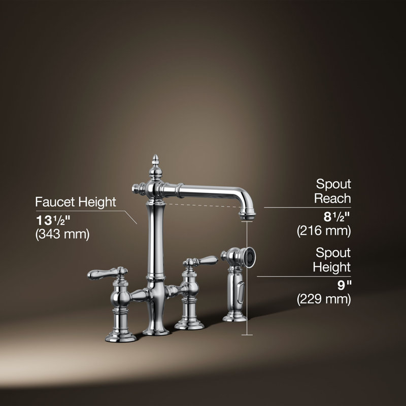 Artifacts® Bridge Faucet, Lever Handle, Polished Chrome