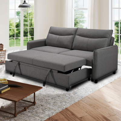 Firm Square Arms Sleeper Sofa 3 in 1 Convertible Sleeper Sofa Bed with Pull Out Bed