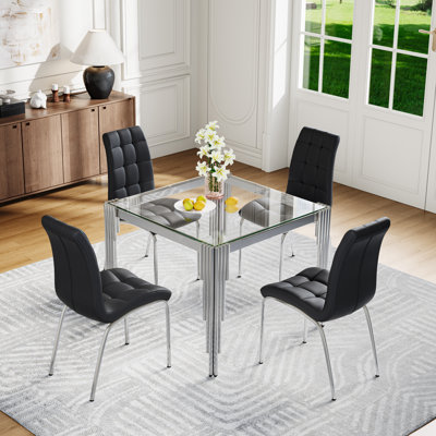 4 - Person Square Glass Top Dining Set
