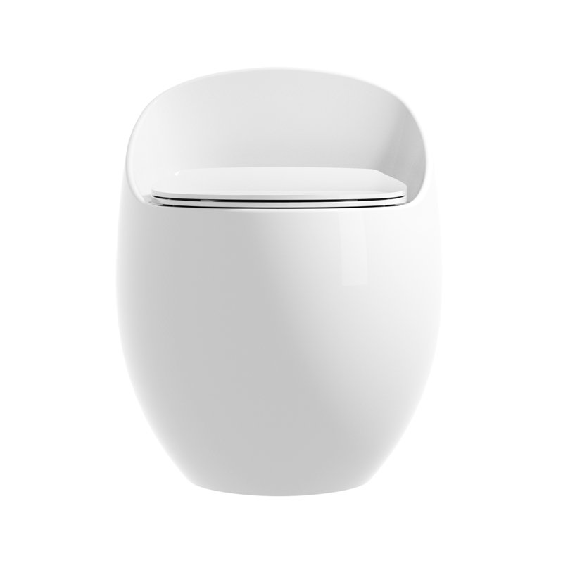 Toilette en céramique en forme d'œuf en blanc brillant - 1,28 chasse simple, teinte, blanc pour salle de bain, design artistique moderne