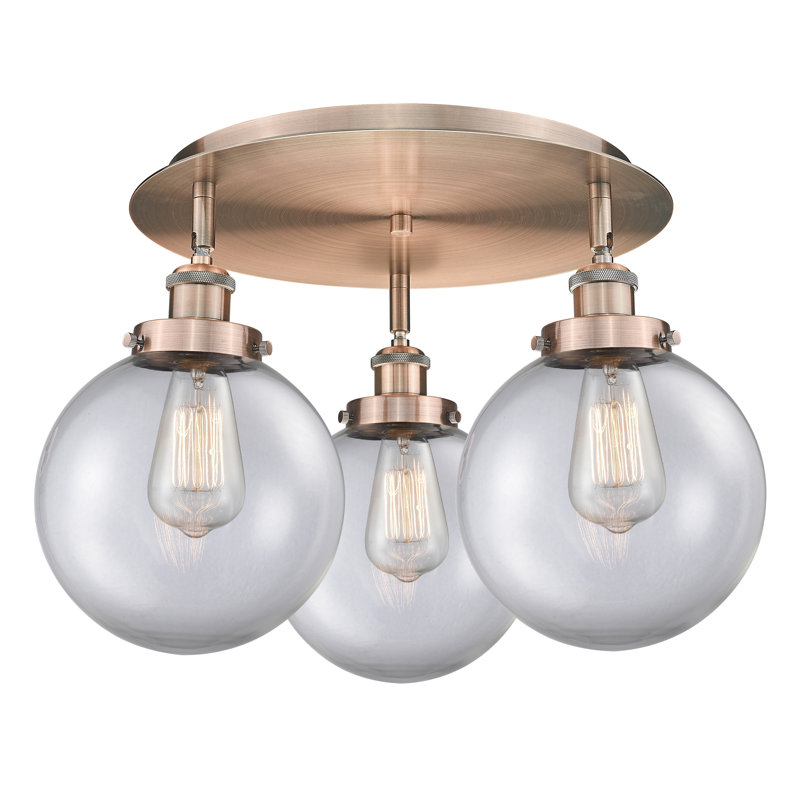 Plafonnier semi-encastré en verre Alvi, Cuivre antique, Clair