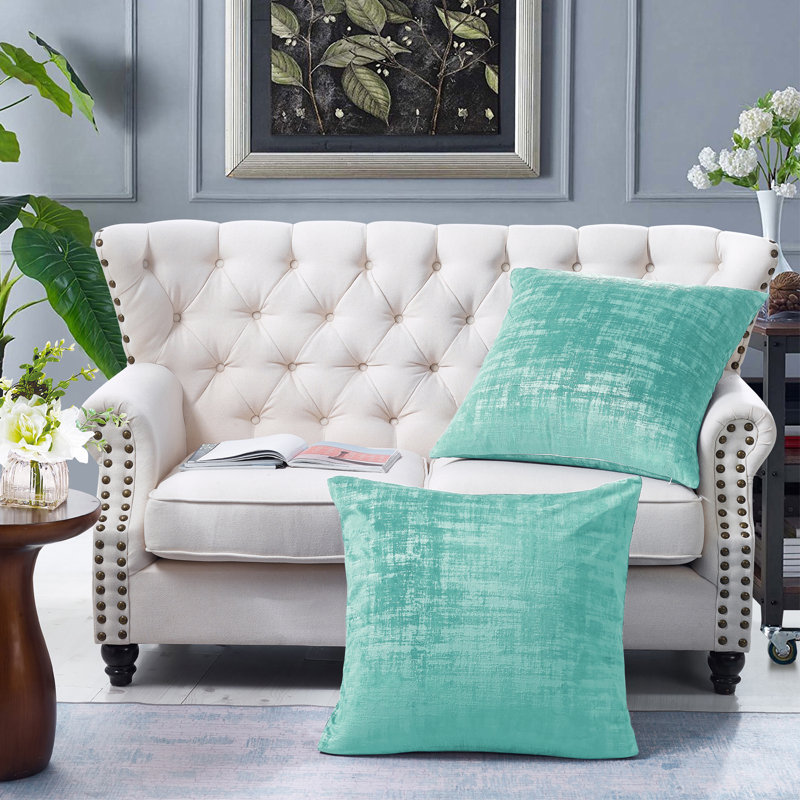 Textured Velvet Euro Reversible Pillow Cover, North Sea