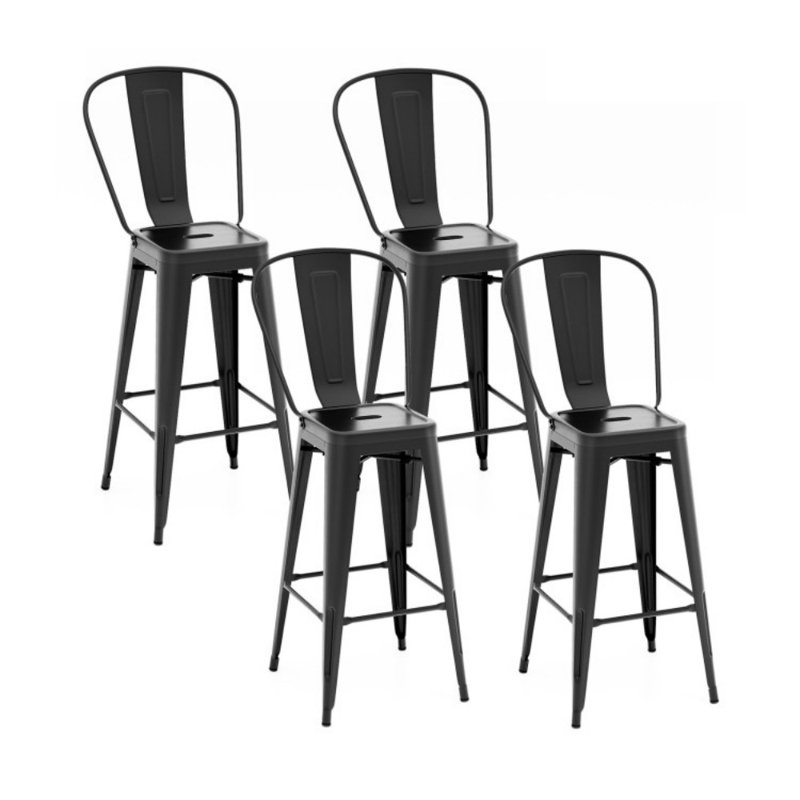 Ensemble de 4 tabourets de bar empilables en métal avec dossier amovible