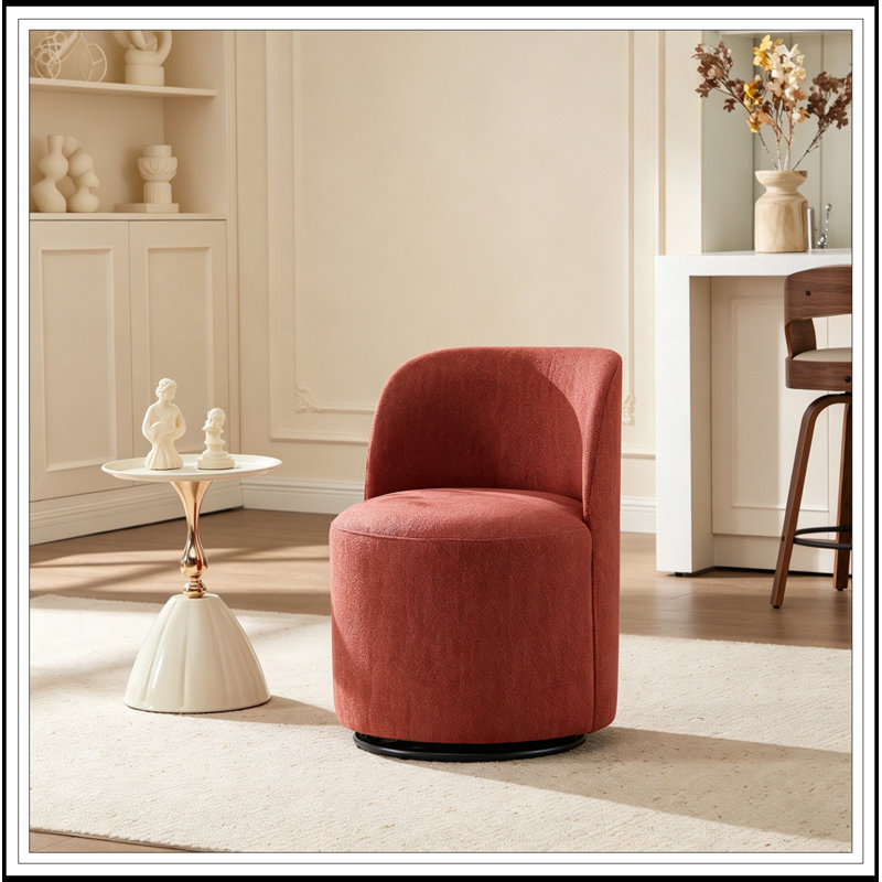 Fauteuil demi-tonneau pivotant rembourré avec coussin moelleux, Orange