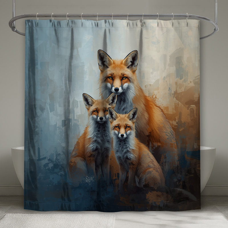 Rideaux de douche Red Fox Family, 70in W x 84in H