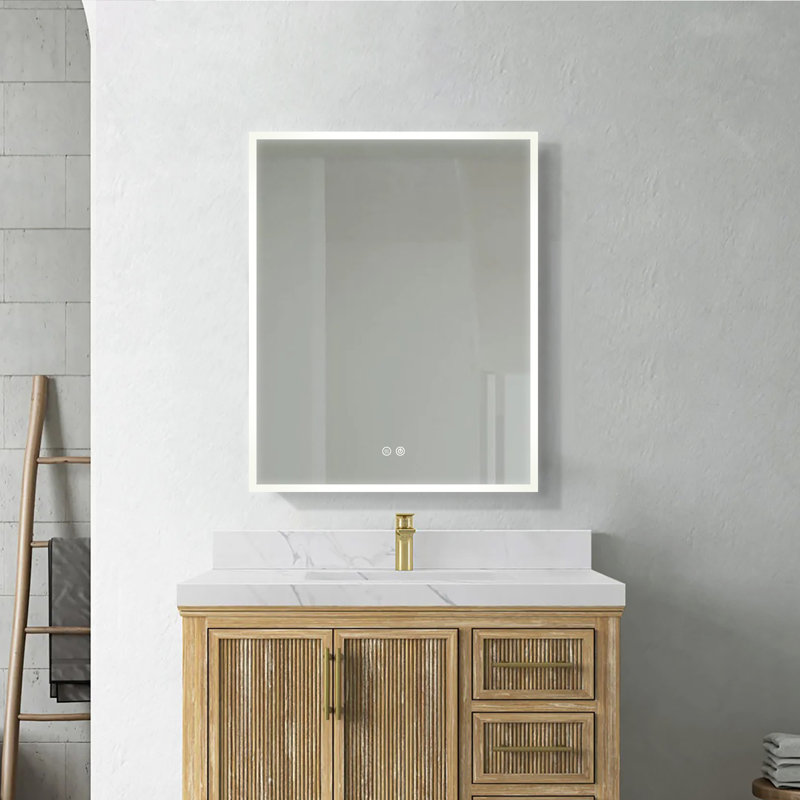Azamat 30"H Recessed or Surface Mount Frameless LED Medicine Cabinet With  Adjustable Shelves, Left, 30" H x 24" W x 4.63" D