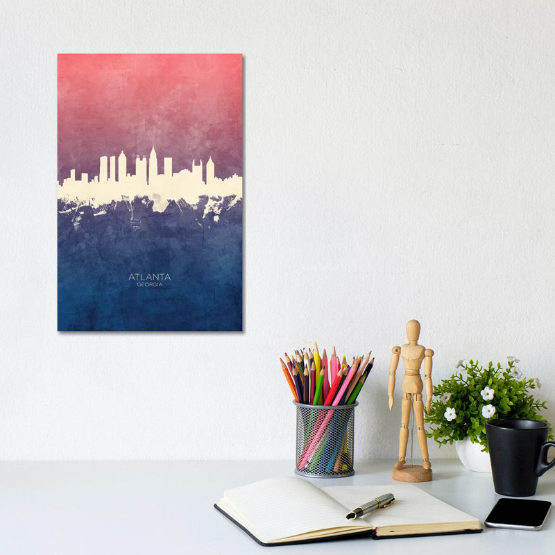 Atlanta Georgia Skyline Blue Rose by Michael Tompsett - Wrapped Canvas Print, 20.32 cm H x 30.48 cm W