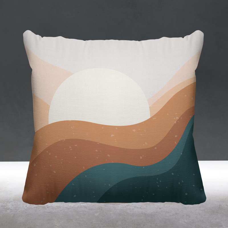 Coussin décoratif intérieur / extérieur Minimalist Desert, L 15 po x H 15 po, Émeraude
