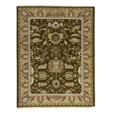 Hand Knotted Wool Oriental Area Rug in Green