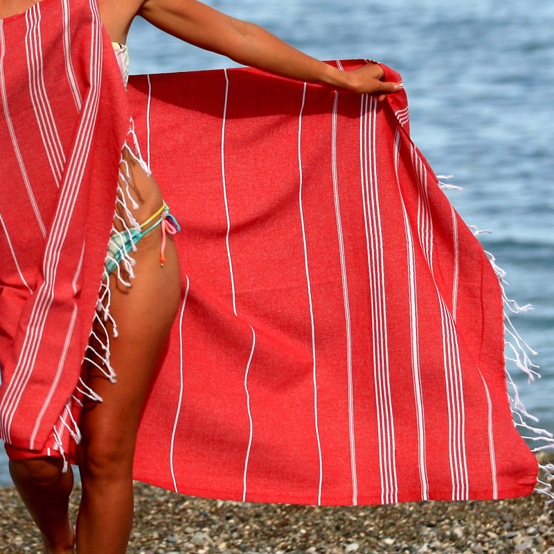 Serviette de plage Lina Peshtemal, Rouge