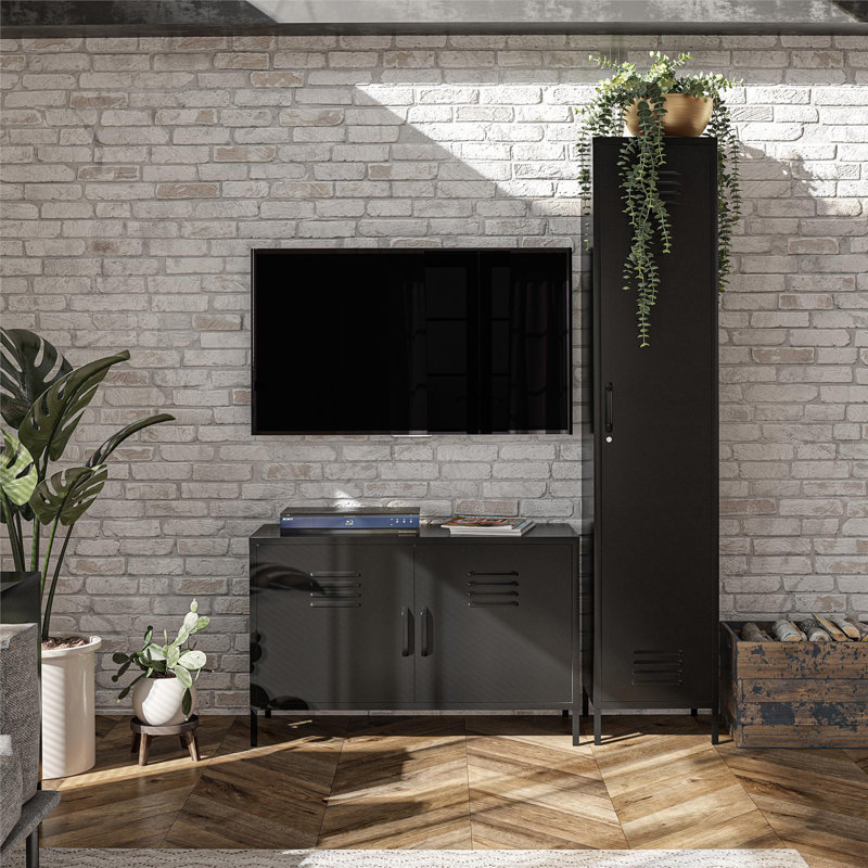 2-door metal locker accent cabinet, Black