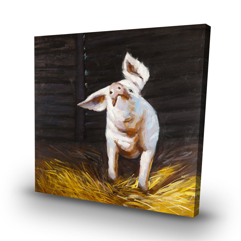 Happy pig - 32"x32" art on canvas