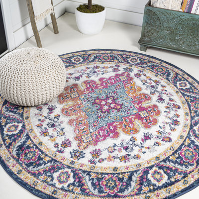 Tapis bleu / jaune / crème Lathan