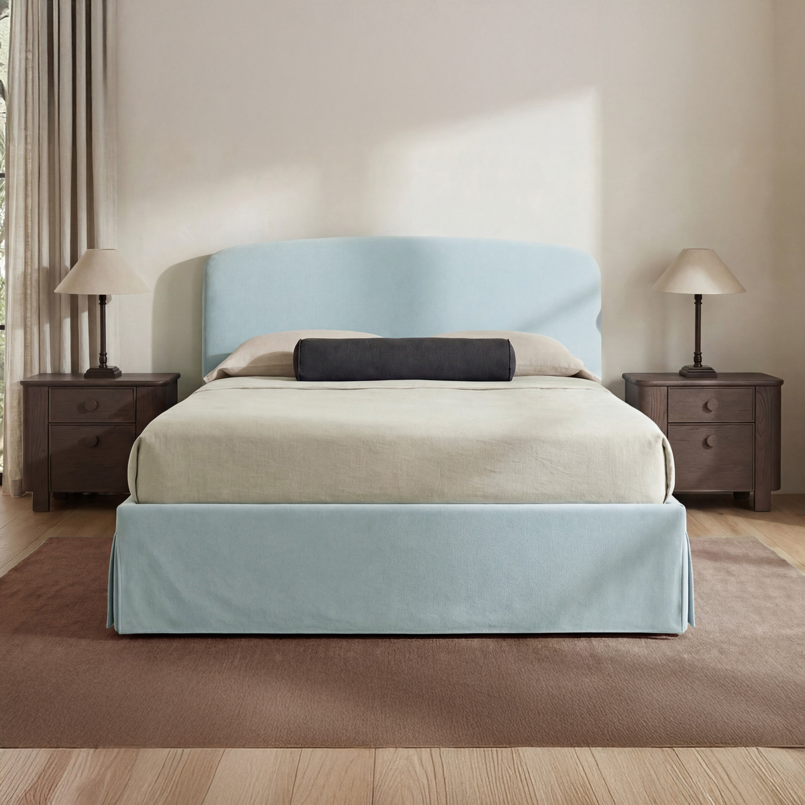 Zeeba Upholstered Platform Storage Bed, King, Blue