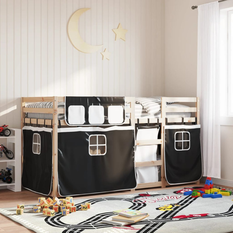 Arlott Solid Wood Bed, Brown/Black, European Single (90 x 200cm)