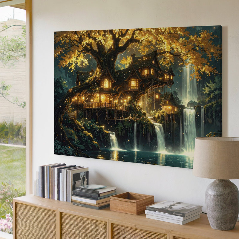 «Wall Art Enchanted Forest Village» sur toile, H 30 po x l 40 po