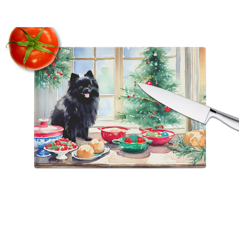 Planche à découper en verre Pomeranian Christmas Cookies
