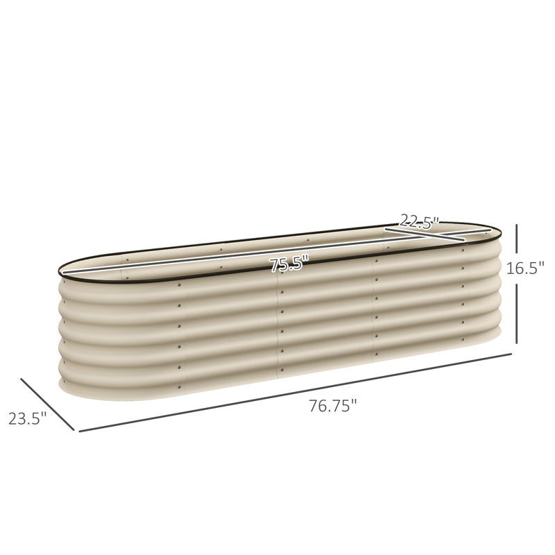 Outsunny 6.5' X 2' X 1.4' Galvanized Raised Garden Bed Kit, Outdoor Metal Elevated Planter Box With Safety Edging, Easy DIY Stock Tank For Growing Flowers, Herbs & Vegetables