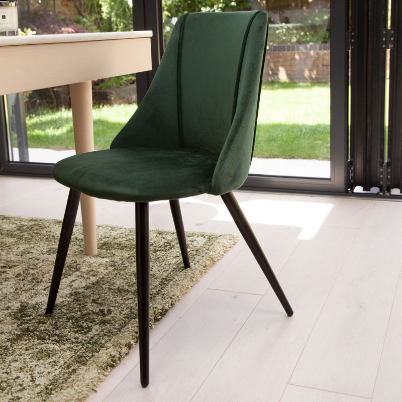 46.99cm H Velvet Upholstered Side Chair, Deep Green