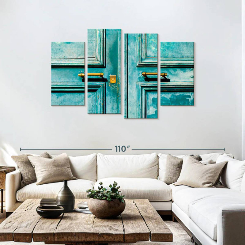 Lilie Old Turquoise Door, 48" H x 75" W