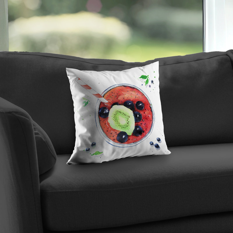 Berry Smoothies Throw Pillow - Poly Twill Insert for Decor