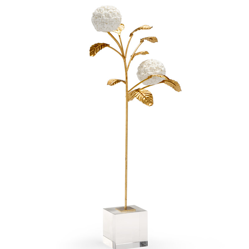 Hydrangea on Stand Sculpture, 24" H x 12.75" W x 7" D