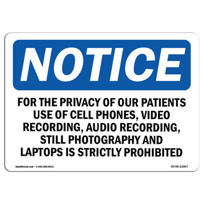 For The Privacy Of Our Patients Use Of Cell Aluminum Sign 12 x 18