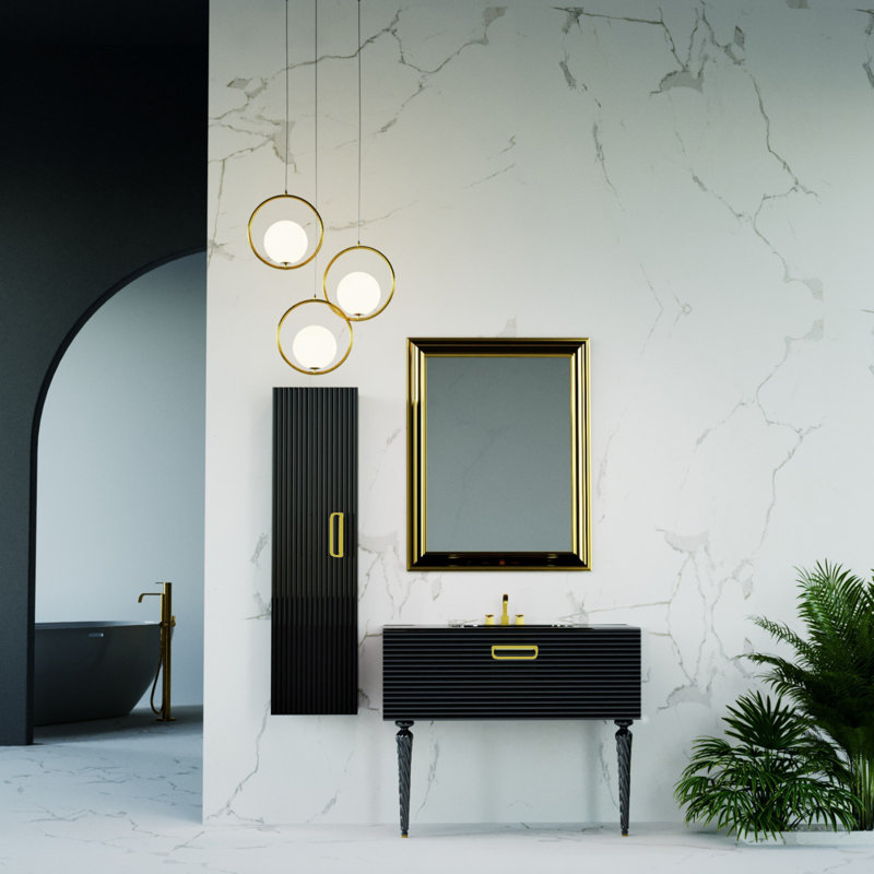 Meuble-lavabo 40 pouces Linea, Or, Noir