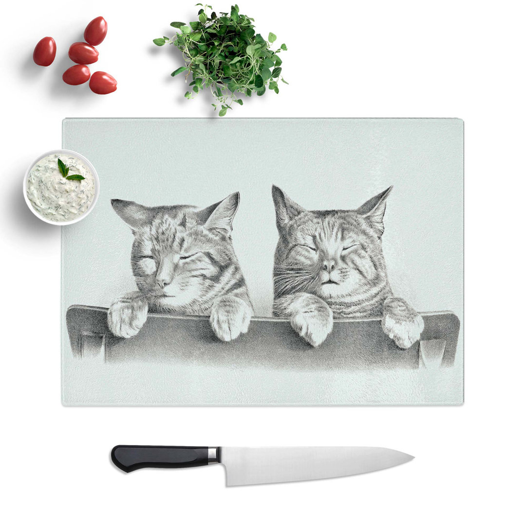 Tempered Glass Cats Chopping Board