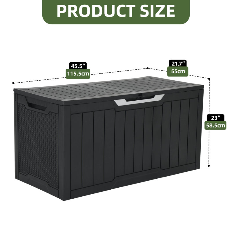 Quartey 100 Gallons Water Resistant Resin Lockable Deck Box, Black and Silver