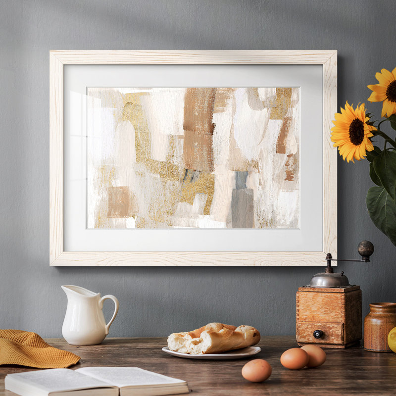 Quartz doré I - reproduction encadrée rustique avec tableau mat, Blanc, H 18 po x l 26 po x P 1,5 po