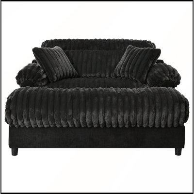 Canapé moderne avec méridienne moderne en fausse fourrure de lapin douce et siège profond spacieux pour un confort et un style ultimes, noir