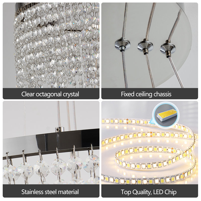 1-Chrome transparent crystal Chandeliers adjustable brightness LED