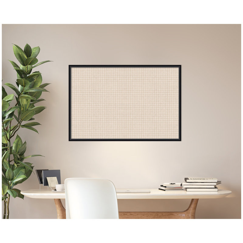 Tableau d'affichage en lin encadré en tissu, H 25 po x l 37 po x P 1,75 po, Lucie noir