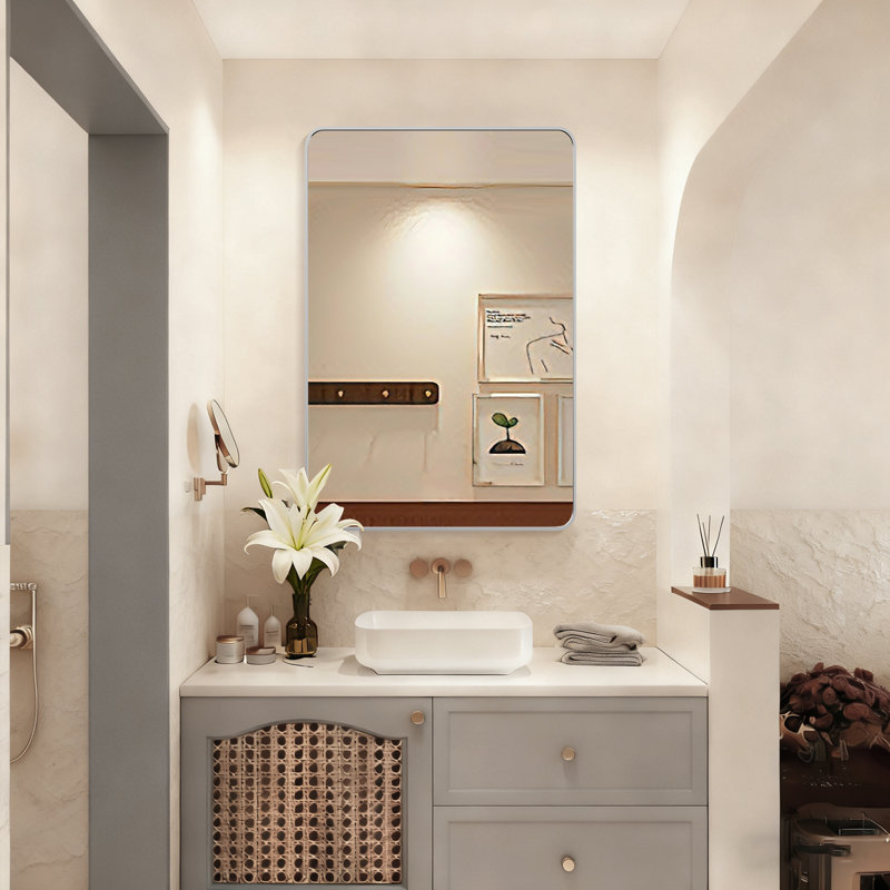 Miroir mural de salle de bain 24 "x 36" Sliver, Argent argent, 24 po x 36 po