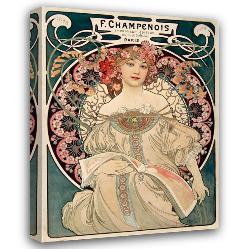 "F. Champenois Imprimeur-Éditeur" par Alphonse Mucha - Toile tendue avec châssis, H 40 po x l 28 po