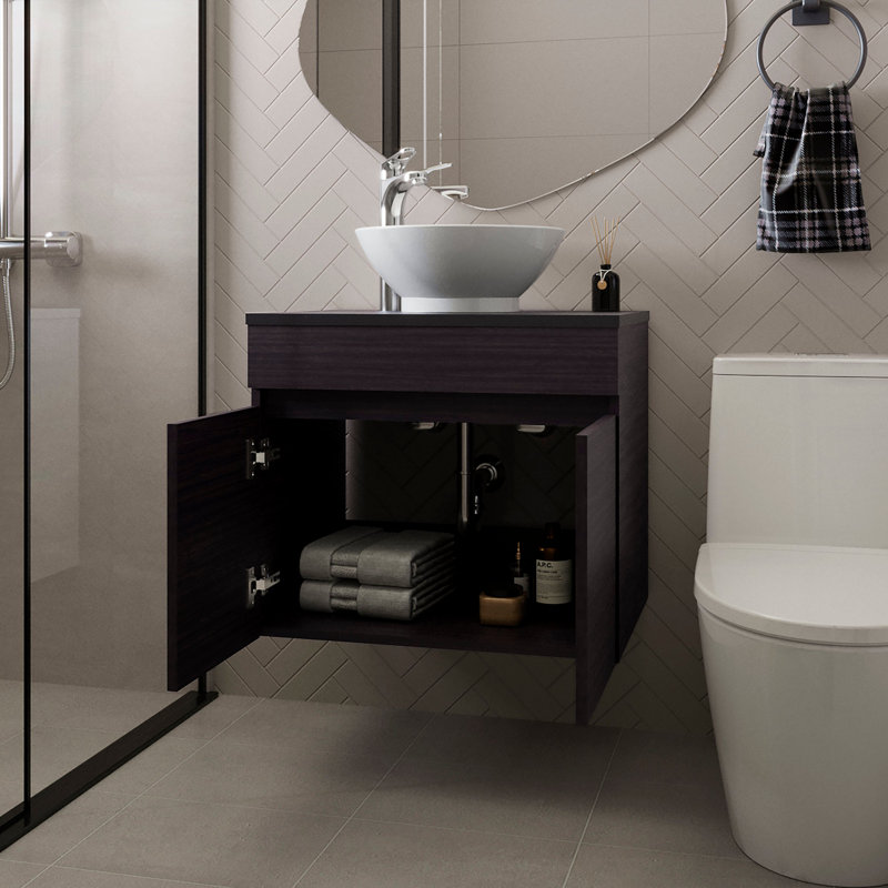 Meuble-lavabo de salle de bain avec 2 portes, Wengé, Wengé
