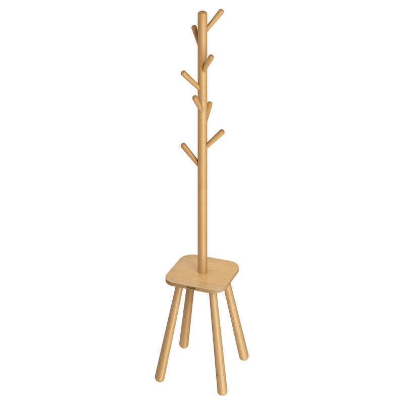 Rubber Freestanding 8 - Hook Coat Rack, Beige