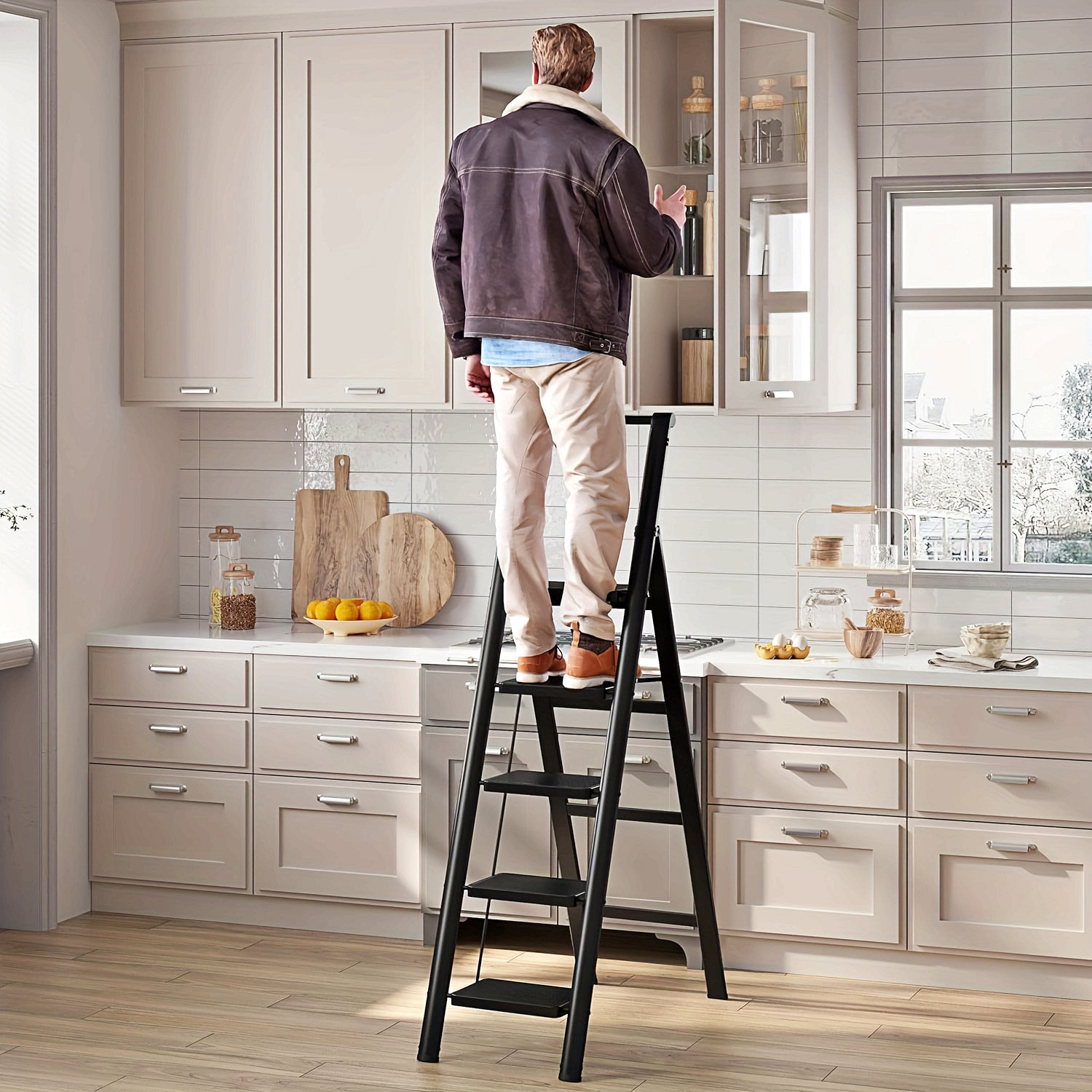WFX Utility™ 5-Step Ladder Folding Step Stool, 5-Step Ladder With Anti ...