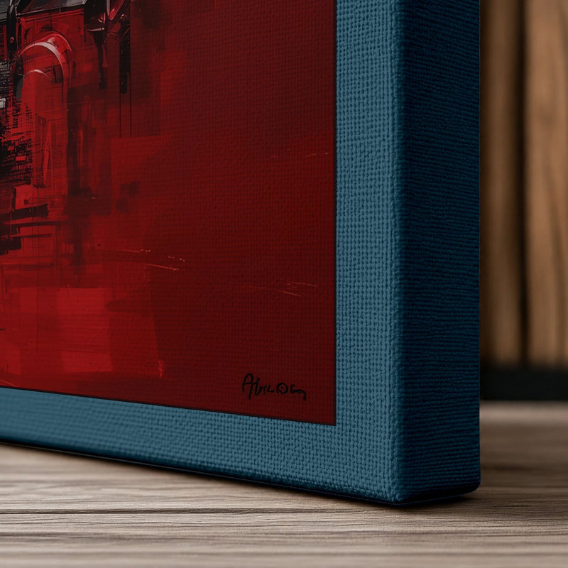 Locomotive in Motion Industrial - Wrapped Canvas, 36x24 - 91.4 x 61.0 cm, Teal Border