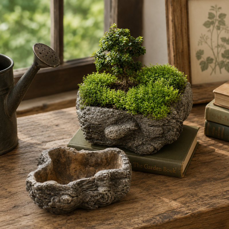 Pot de fleurs statue en ciment Cahoon, H 3,5 po x l 8,63 po x P 6,38 po