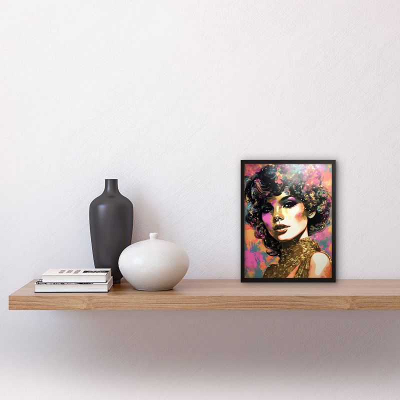 Abihail Young Woman Gold Glam Sparkle Aesthetic - Single Picture Frame Print
